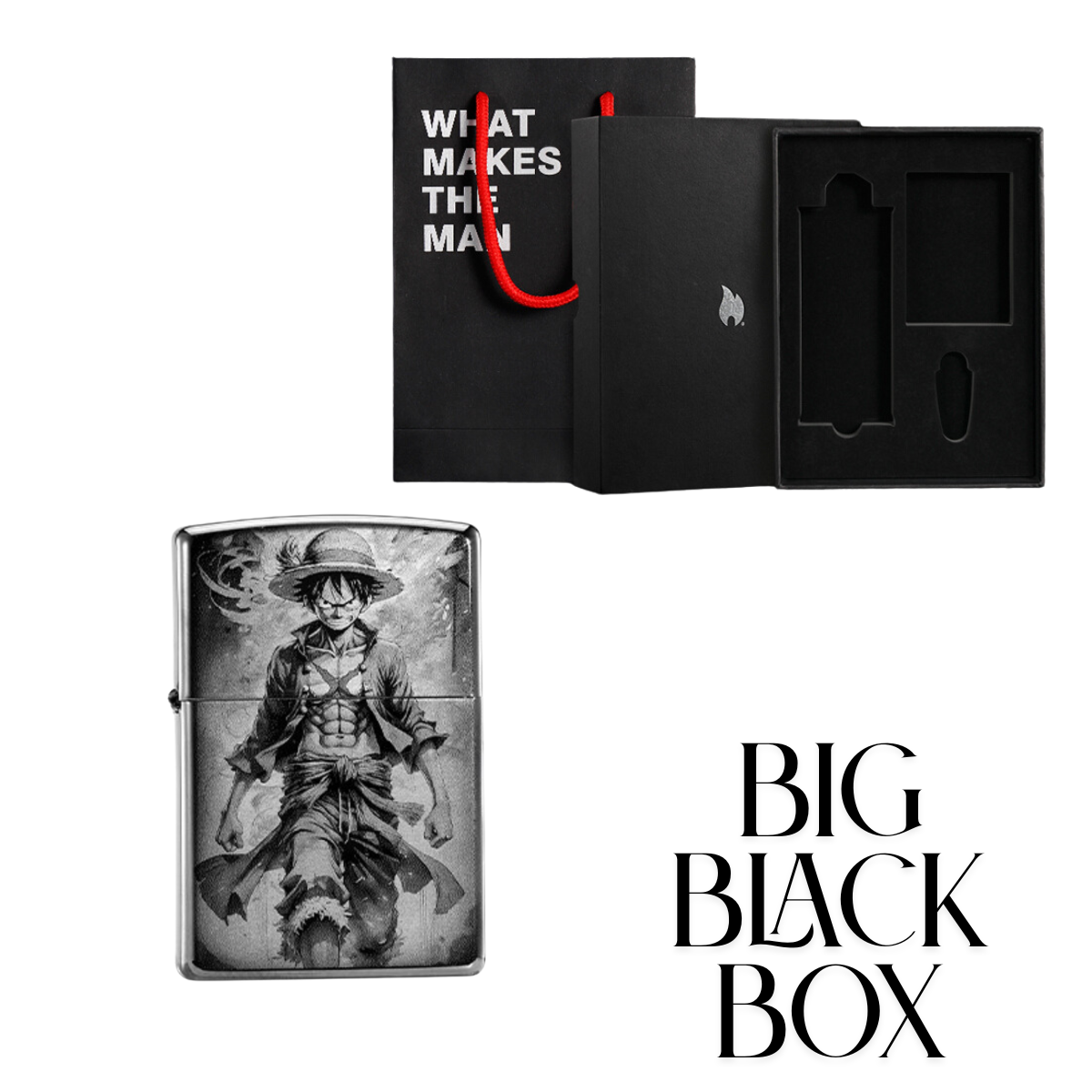 Lu.ffy Ni.ka Ge.ar 5 Black Ice Zippo Lighter Laser Engraved