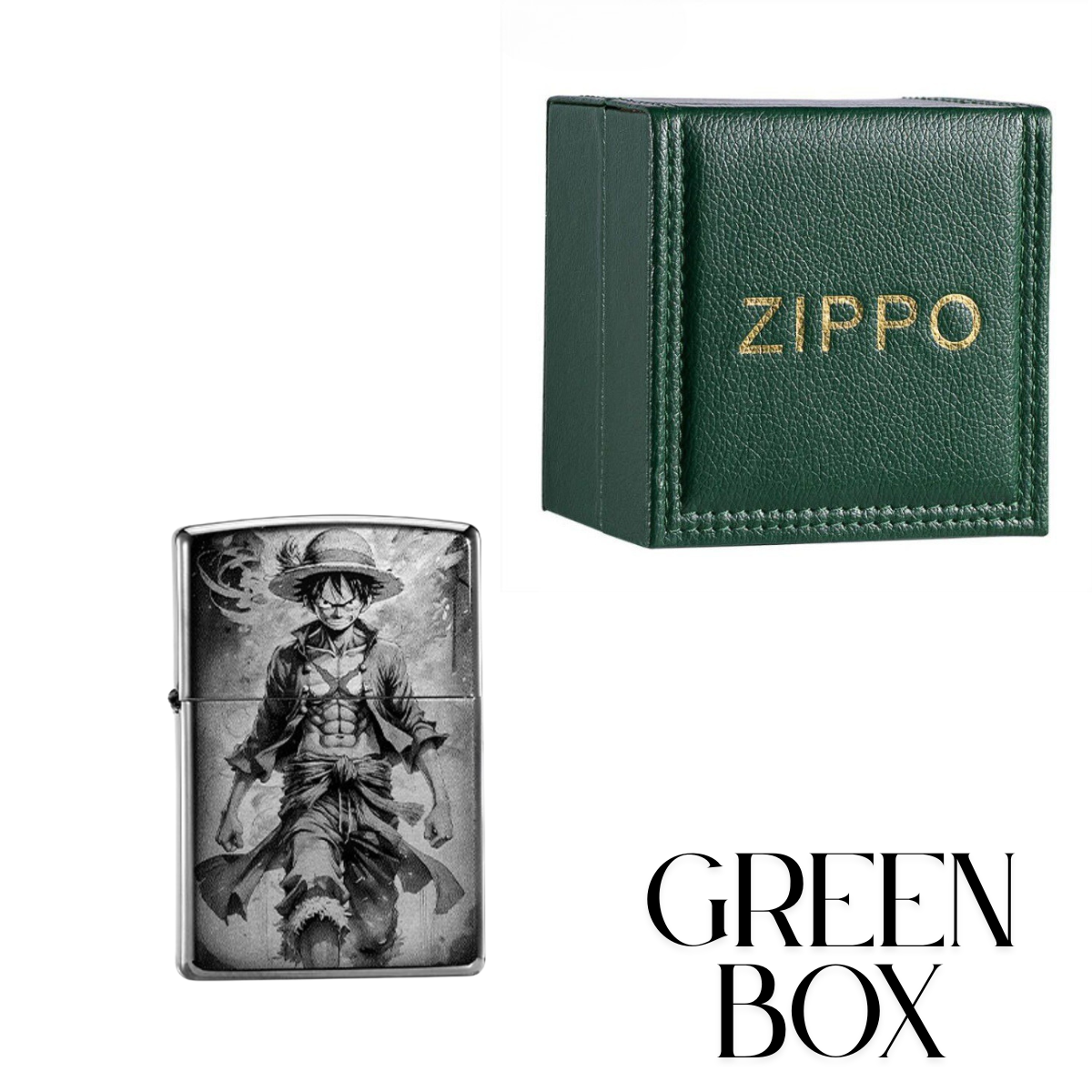 Lu.ffy Ni.ka Ge.ar 5 Black Ice Zippo Lighter Laser Engraved