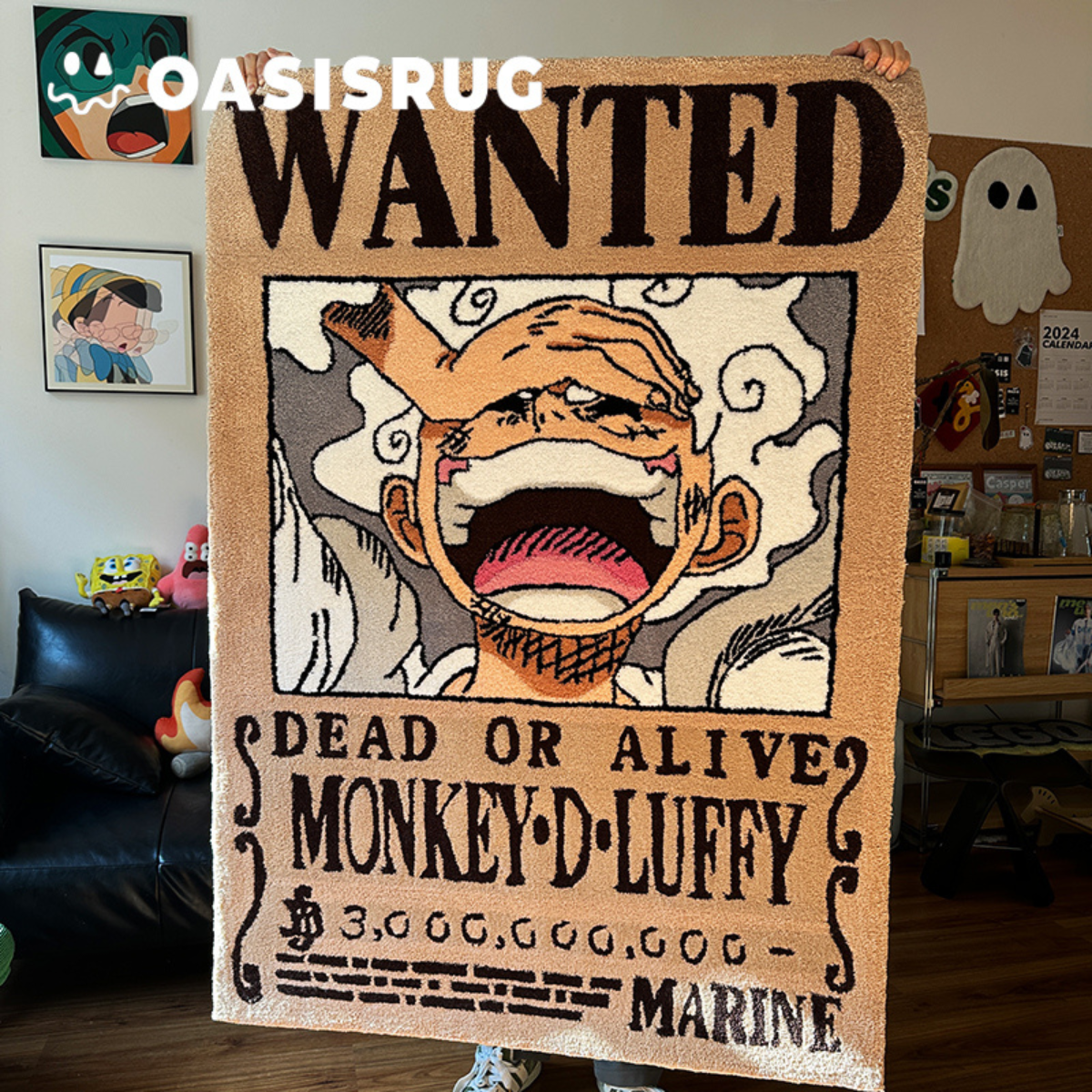 Pre Sale / Made to oder One Piece Luffy Wanted Rug – Handmade Tufted Anime Carpet