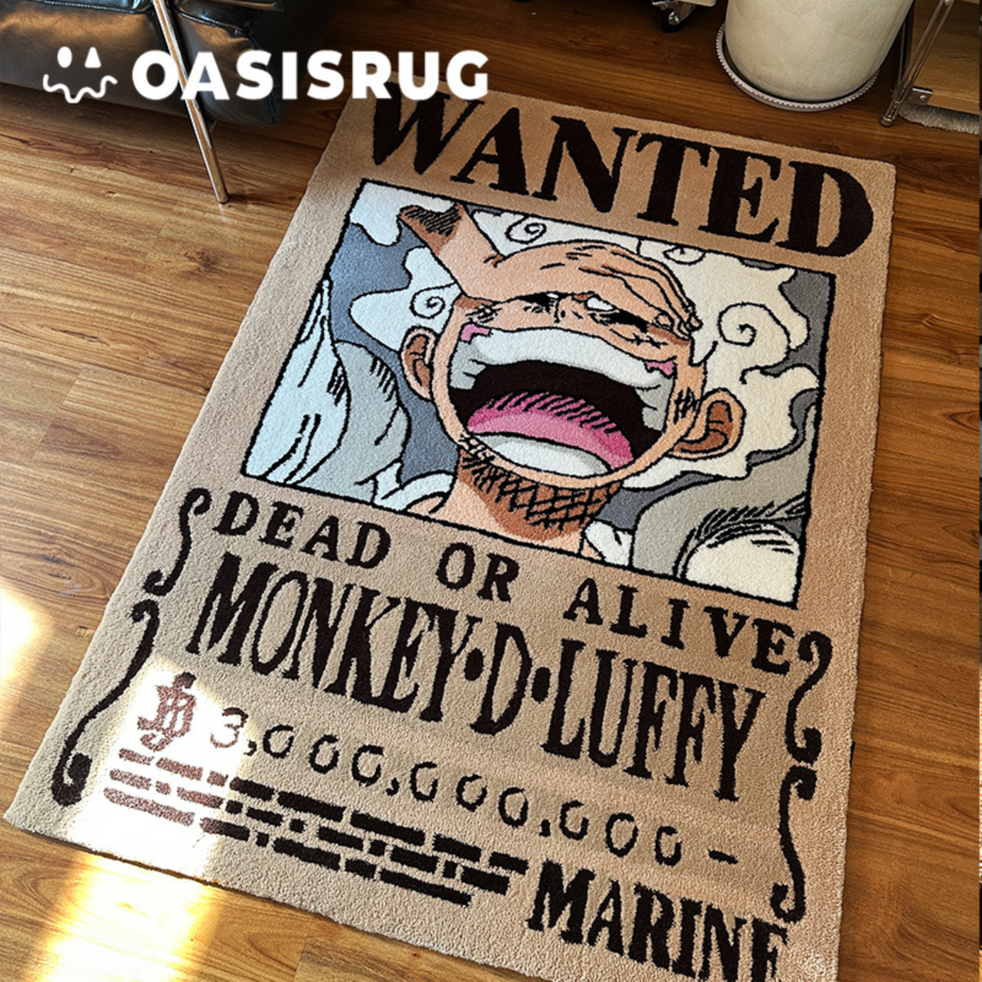 Pre Sale / Made to oder One Piece Luffy Wanted Rug – Handmade Tufted Anime Carpet