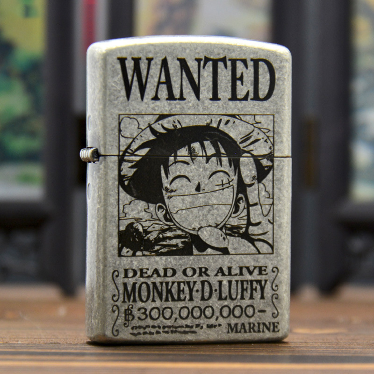 O.ne P.ie.ce Lu.ff.y Wanted Poster Lighter Antique Silver Zorro Lighter