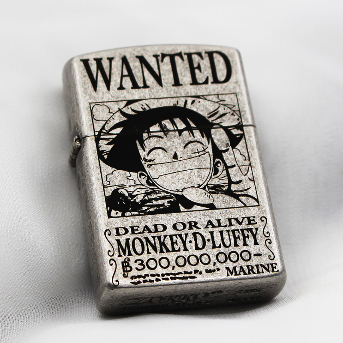O.ne P.ie.ce Lu.ff.y Wanted Poster Lighter Antique Silver Zorro Lighter