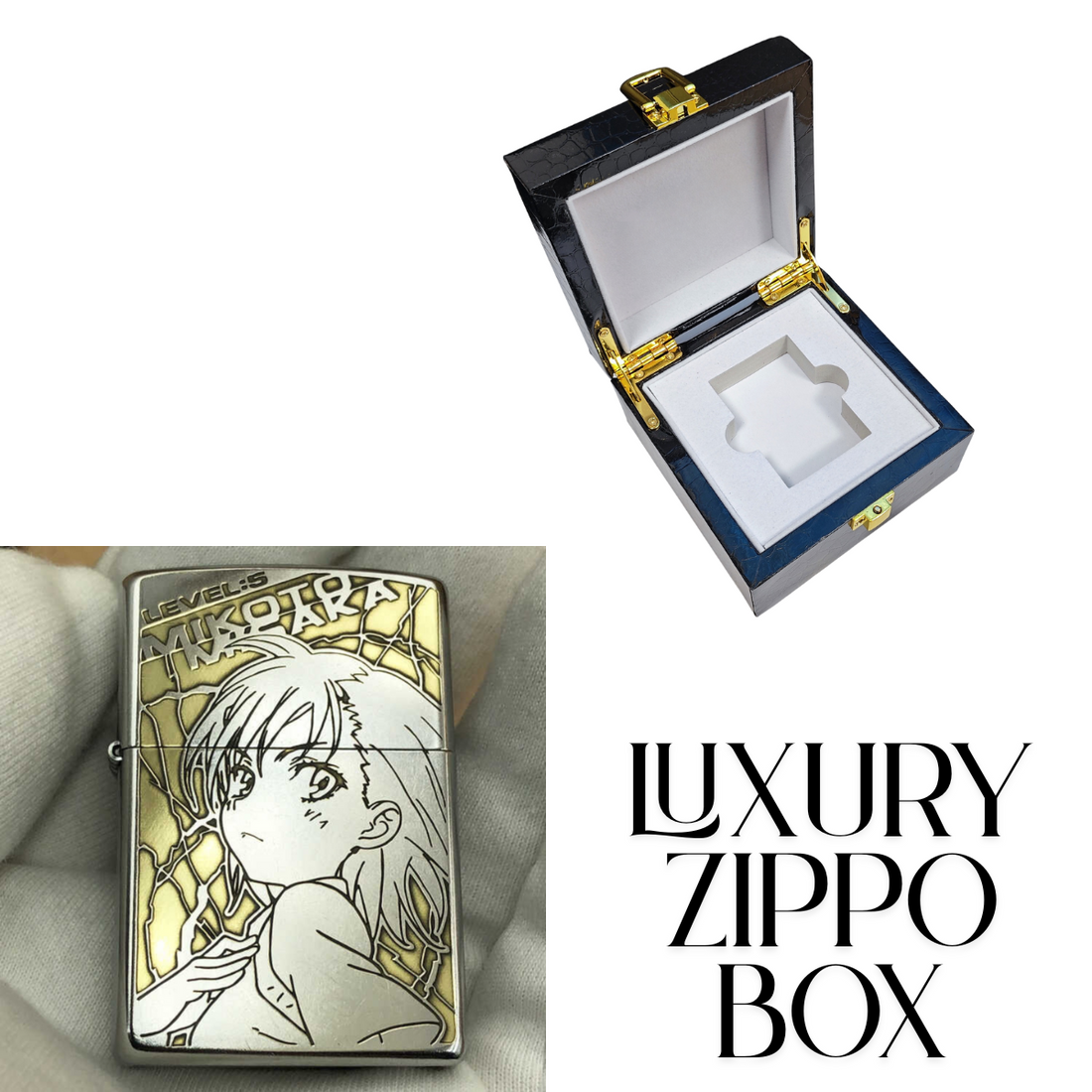 Misaka Mikoto Deep Engraved Zippo Lighter – Floral Design