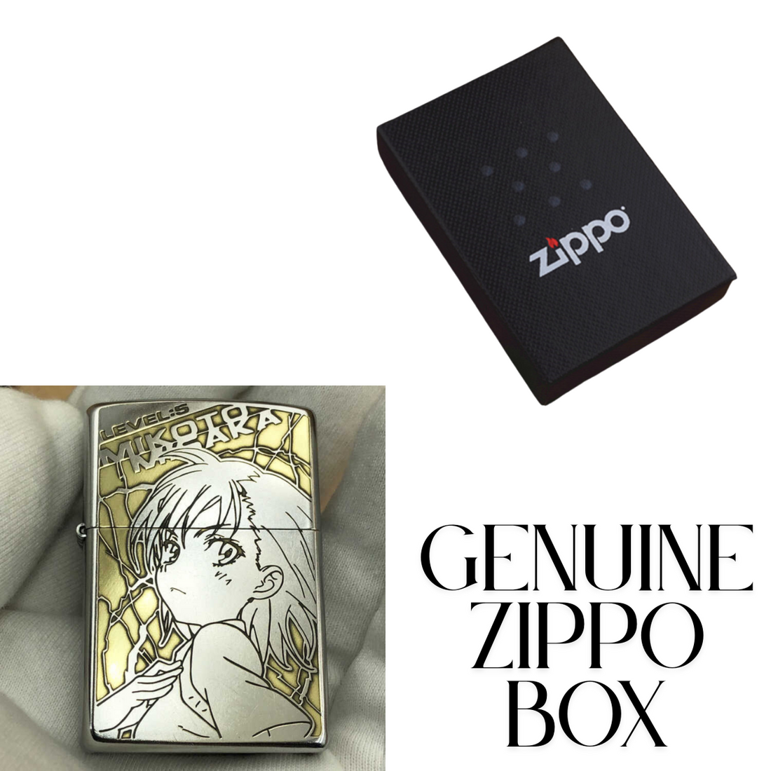 Misaka Mikoto Deep Engraved Zippo Lighter – Floral Design