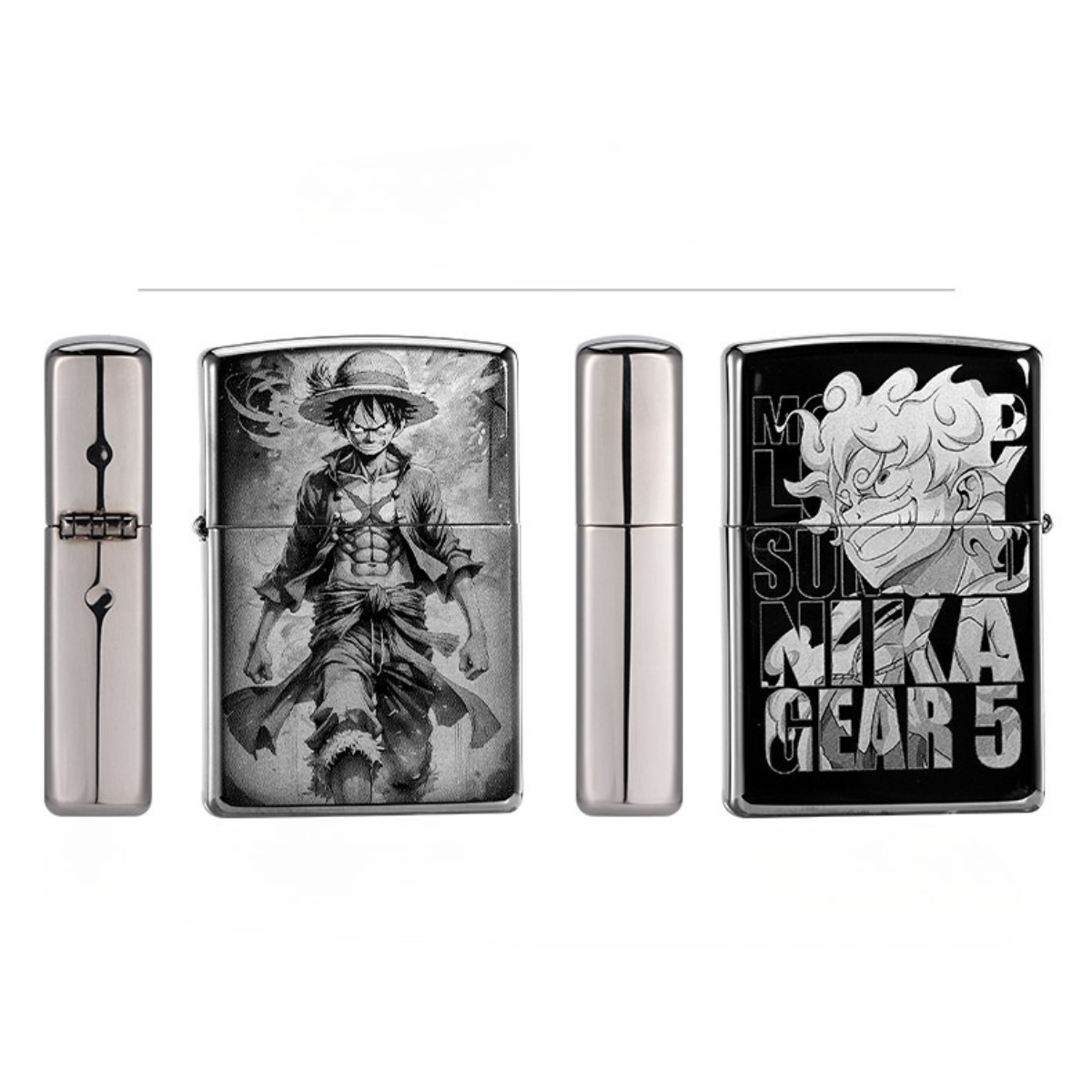 Lu.ffy Ni.ka Ge.ar 5 Black Ice Zippo Lighter Laser Engraved