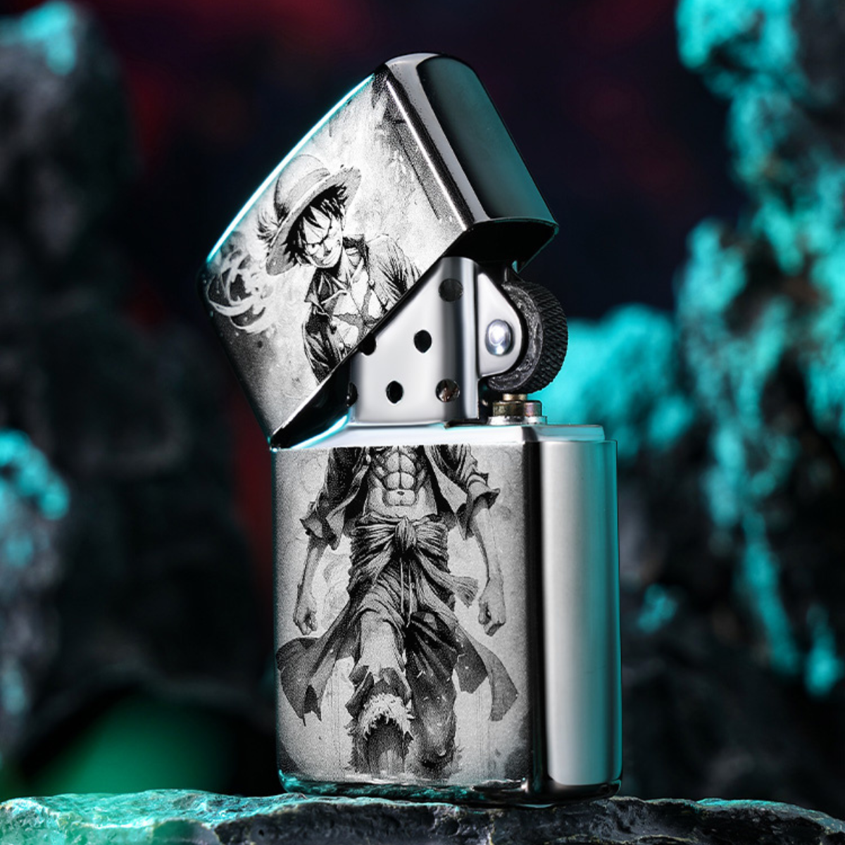 Lu.ffy Ni.ka Ge.ar 5 Black Ice Zippo Lighter Laser Engraved