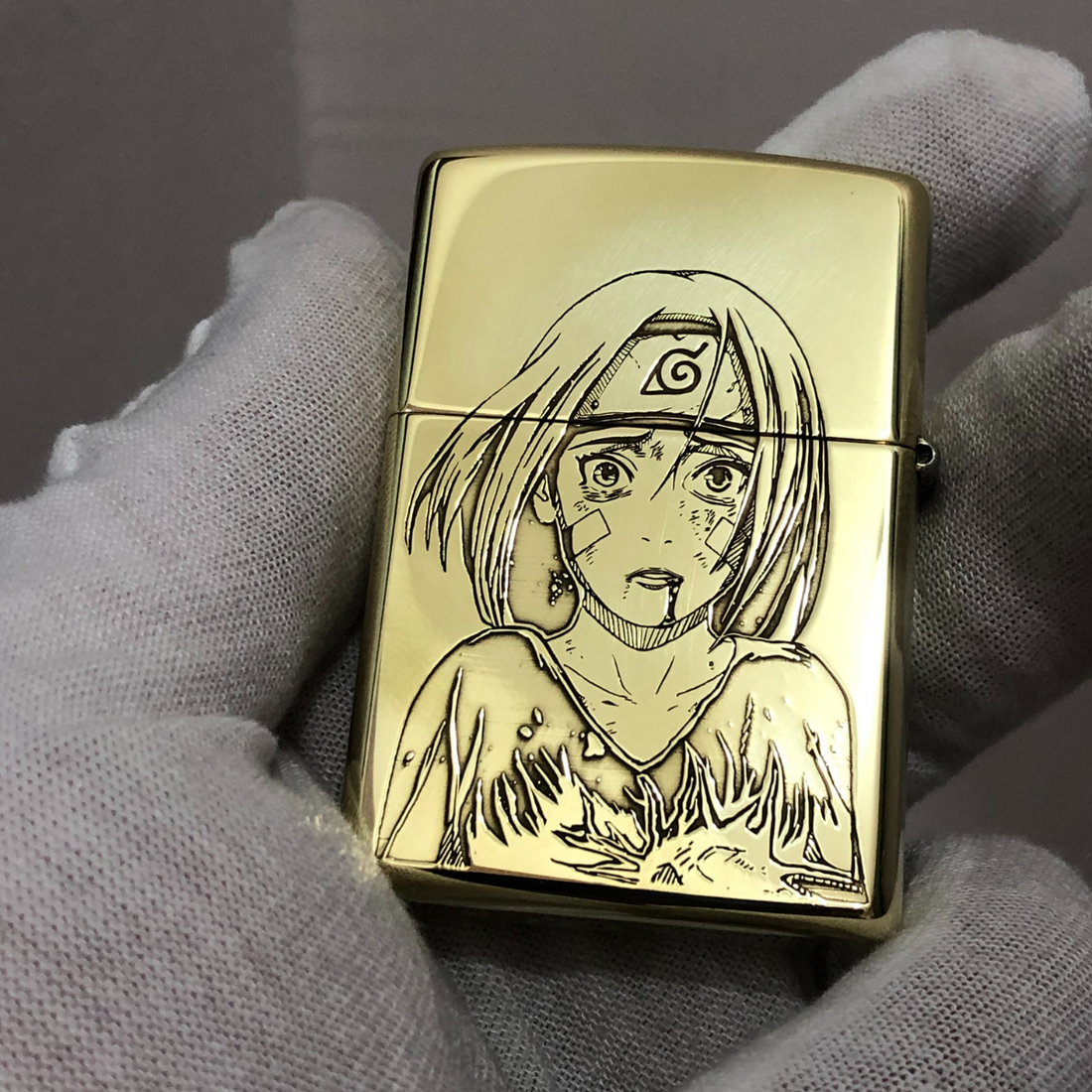 Obito & Rin Zippo Lighter – High Polish Brass Naruto Gift for Boyfriend