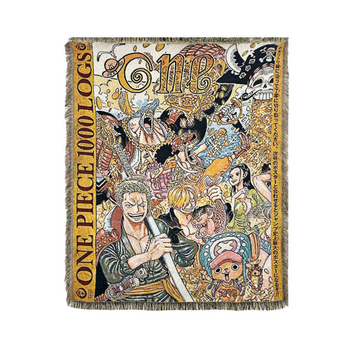 O.n.e P.i.e.c.e Woven Blanket – Anime Throw with L.u.f.f.y & Crew, Decorative & Cozy