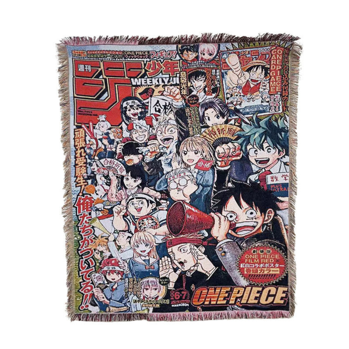O.n.e P.i.e.c.e Woven Blanket – Anime Throw with L.u.f.f.y & Crew, Decorative & Cozy