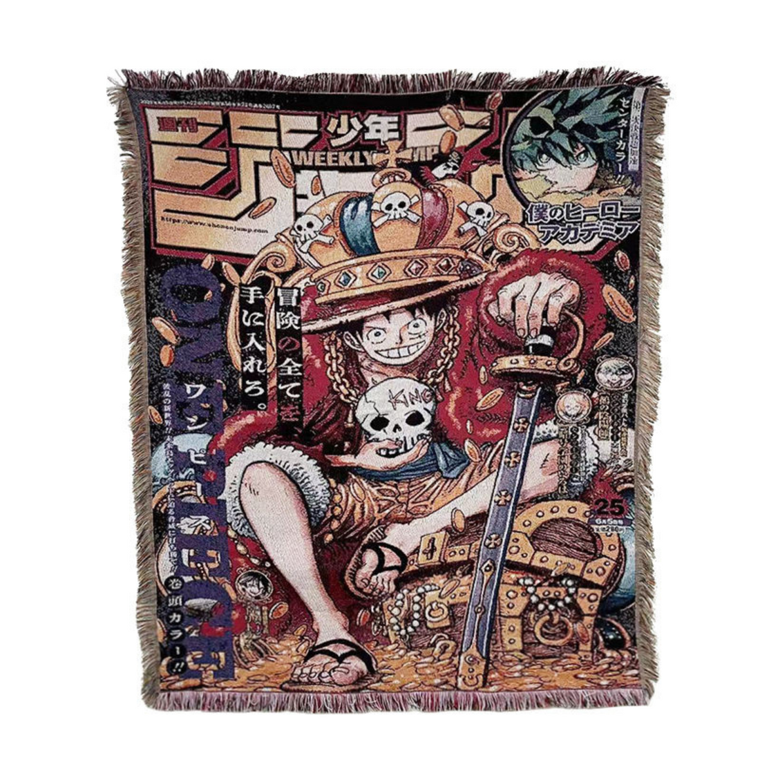 O.n.e P.i.e.c.e Woven Blanket – Anime Throw with L.u.f.f.y & Crew, Decorative & Cozy