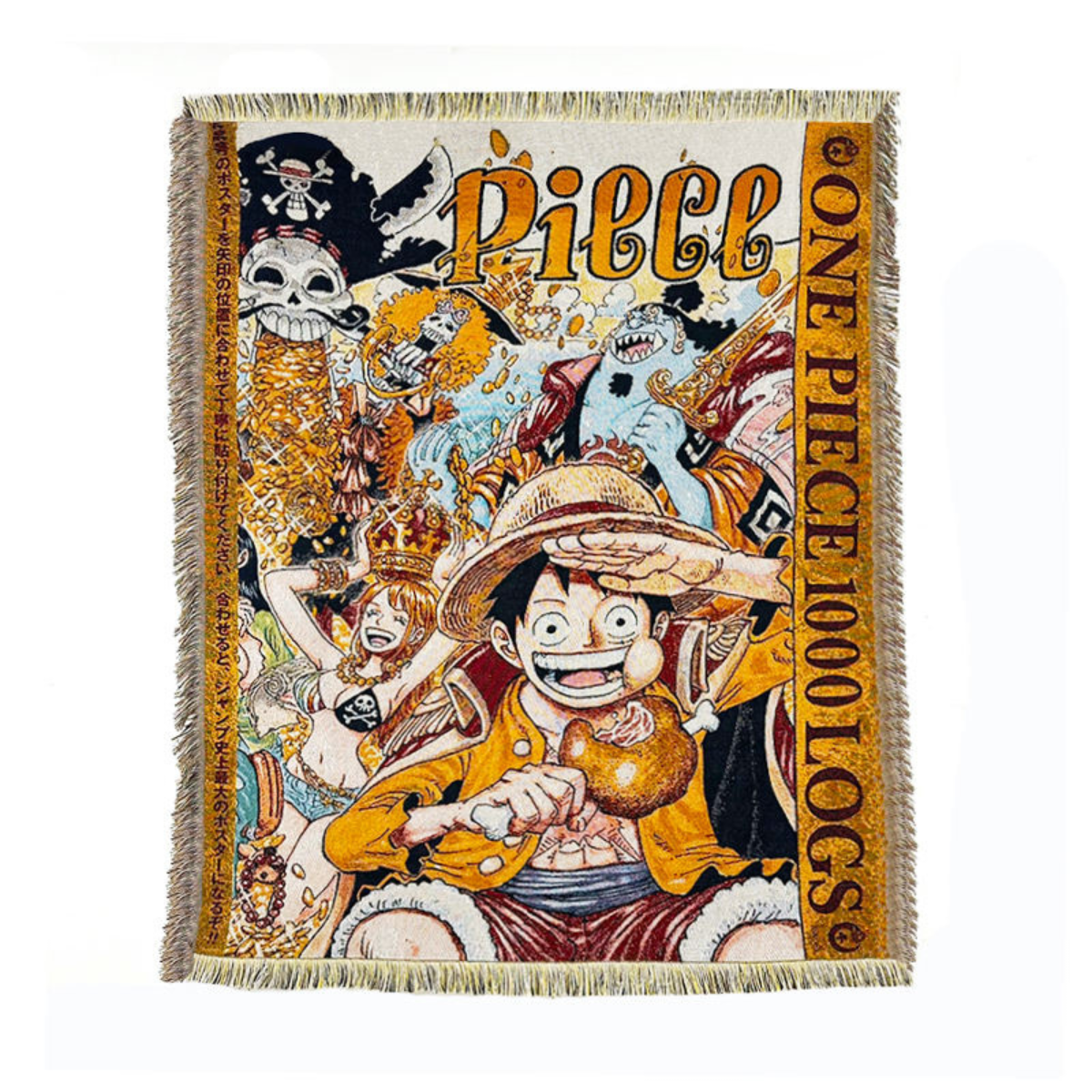 O.n.e P.i.e.c.e Woven Blanket – Anime Throw with L.u.f.f.y & Crew, Decorative & Cozy