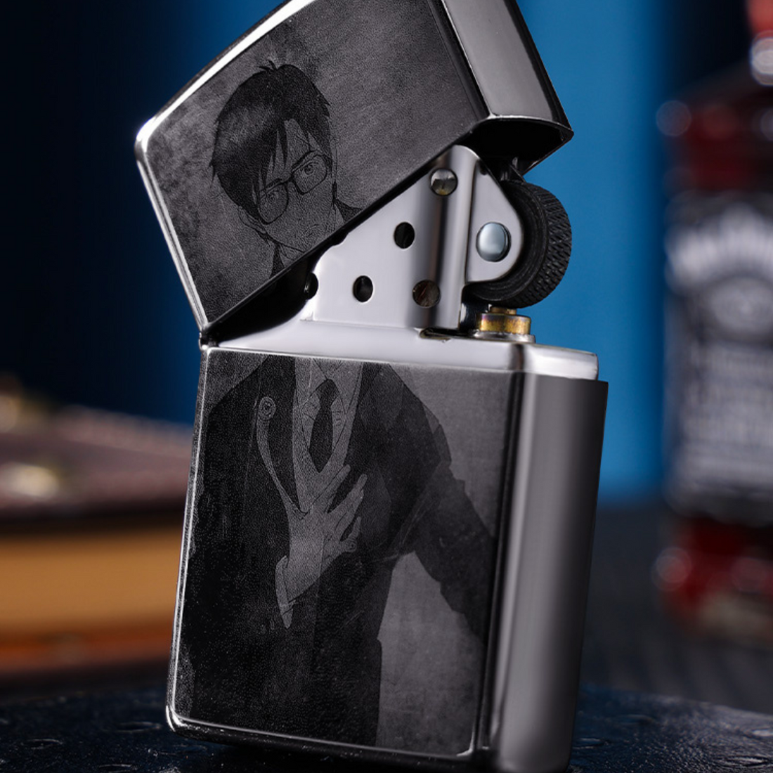Parasite Anime Zippo Lighter Two-Sided Engraved Black Ice