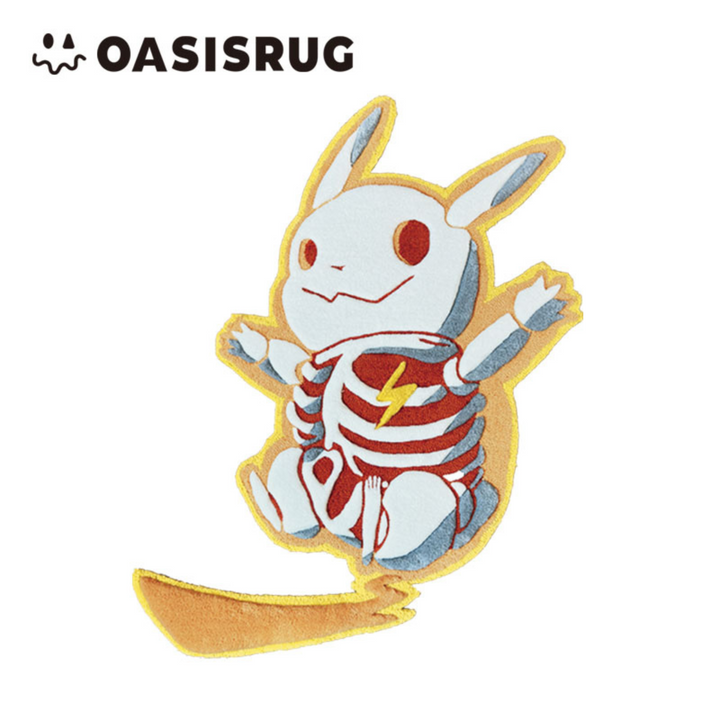 Pre Sale / Made to order Skeleton P.i.k.a.c.h.u Rug – Handmade Tufted Electric Mouse Carpet