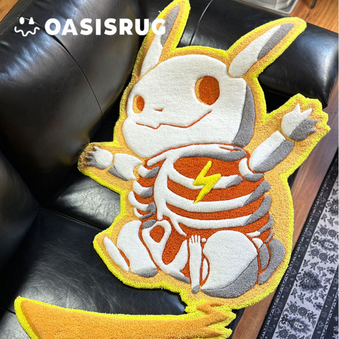 Pre Sale / Made to order Skeleton P.i.k.a.c.h.u Rug – Handmade Tufted Electric Mouse Carpet