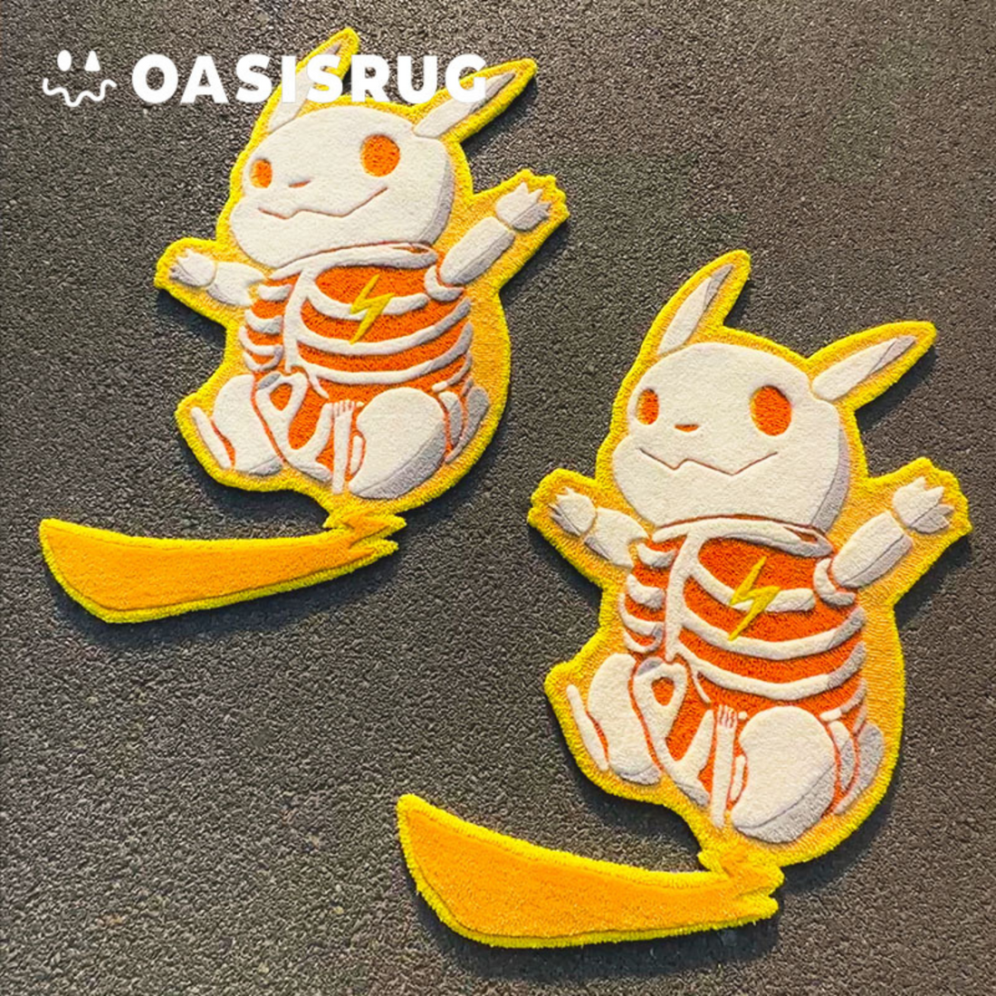 Pre Sale / Made to order Skeleton P.i.k.a.c.h.u Rug – Handmade Tufted Electric Mouse Carpet