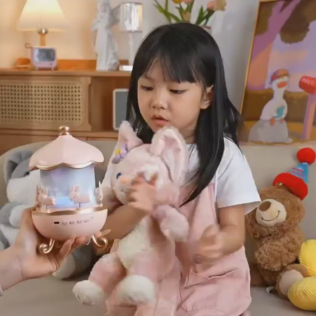 Rotating Cabin Projector Lamp: Enchanting Night Light with Music and Visual Effects