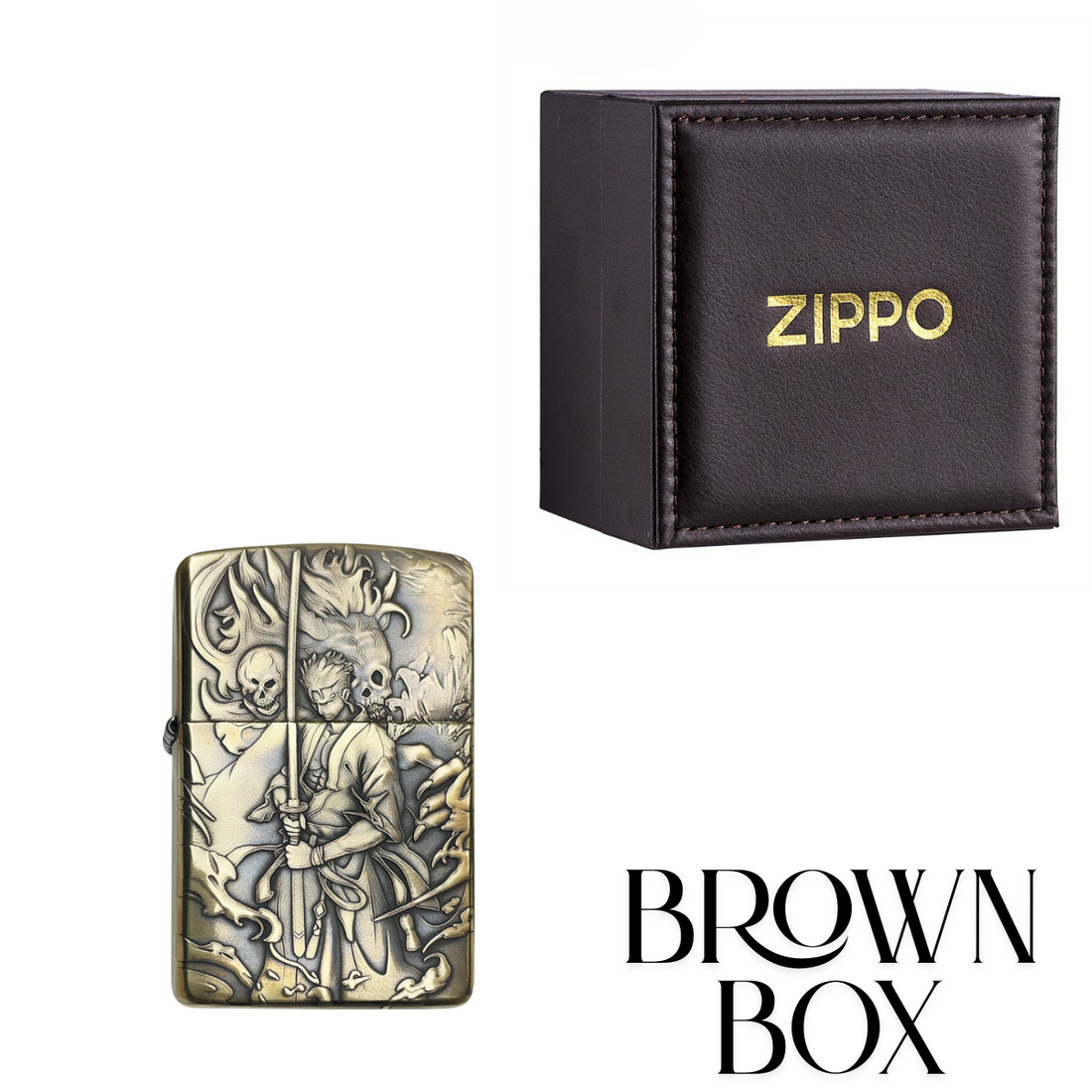Ro.ro.n.oa Zo.ro O.ne P.ie.ce 3D Zippo Lighter – Pure Copper Samurai Relief, Windproof Kerosene Refillable Collectible Gift for Men