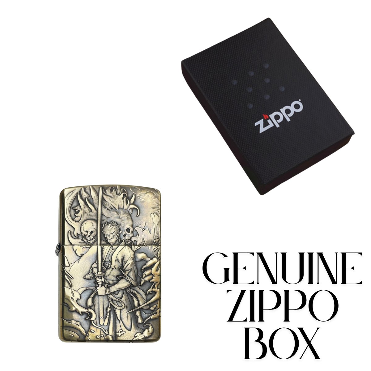 Ro.ro.n.oa Zo.ro O.ne P.ie.ce 3D Zippo Lighter – Pure Copper Samurai Relief, Windproof Kerosene Refillable Collectible Gift for Men