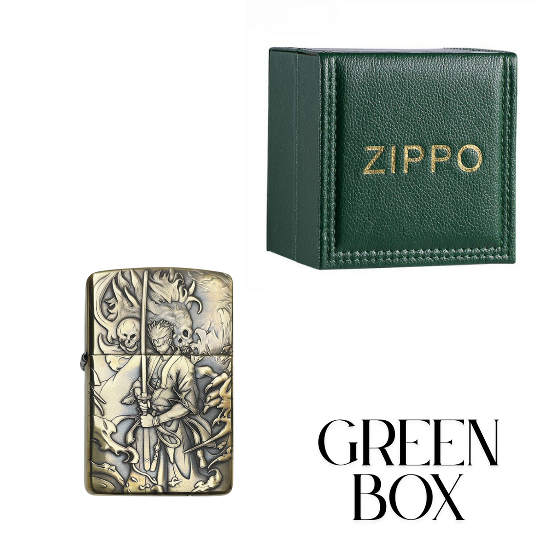 Ro.ro.n.oa Zo.ro O.ne P.ie.ce 3D Zippo Lighter – Pure Copper Samurai Relief, Windproof Kerosene Refillable Collectible Gift for Men