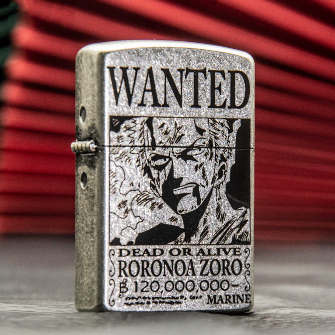 Ro.ro.noa Zo.ro Wanted Poster Zorro Lighter Antique Silver