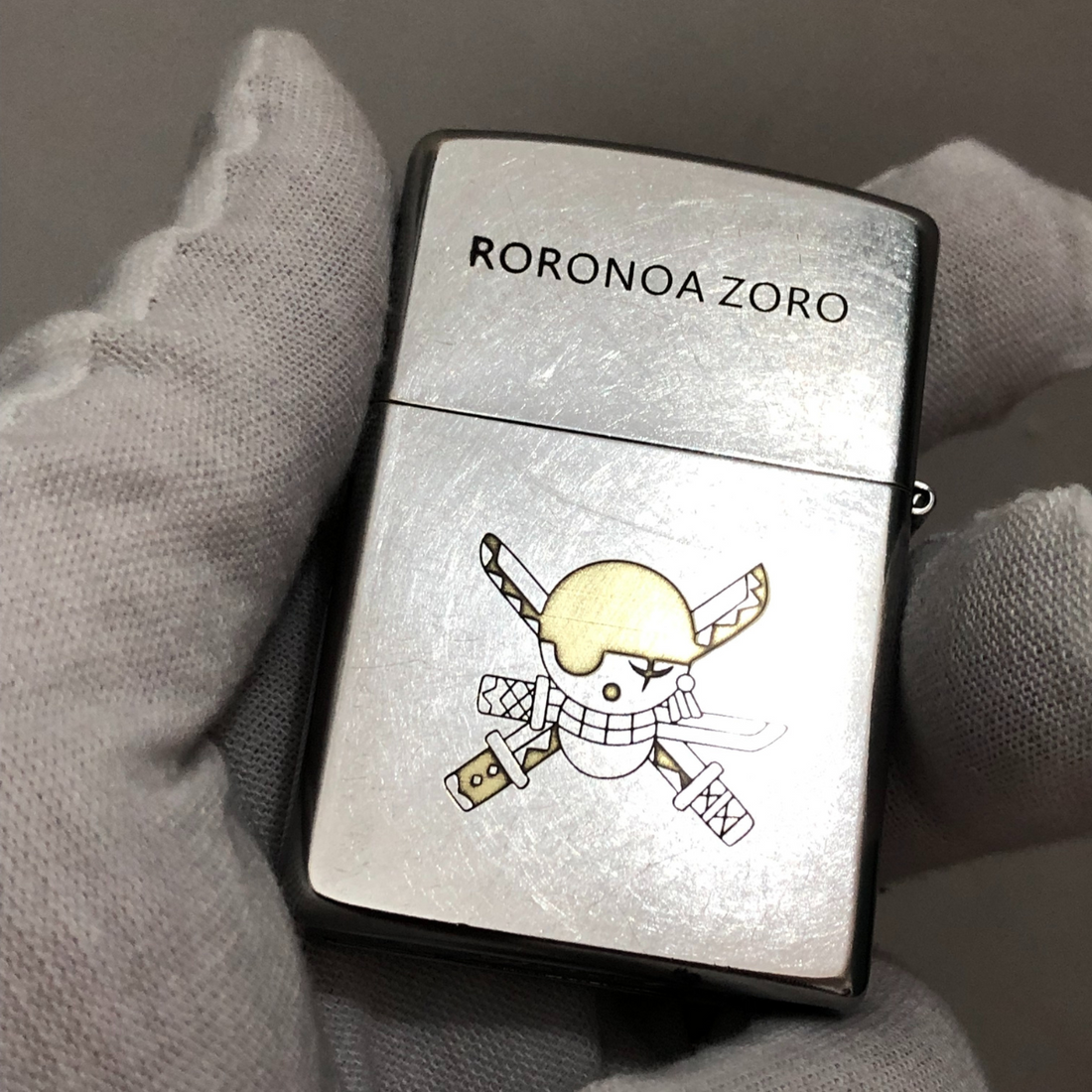 Zippo Lighter R. Zoro Evolution – Deep 3-Sided Engraving, One Piece Street Chrome Design