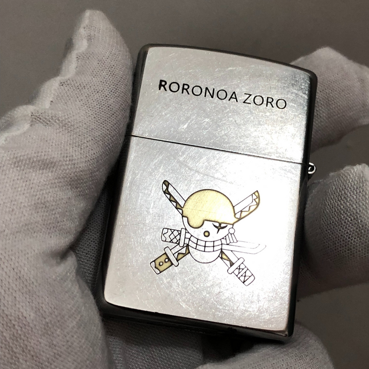 Zippo Lighter R. Zoro Evolution – Deep 3-Sided Engraving, One Piece Street Chrome Design