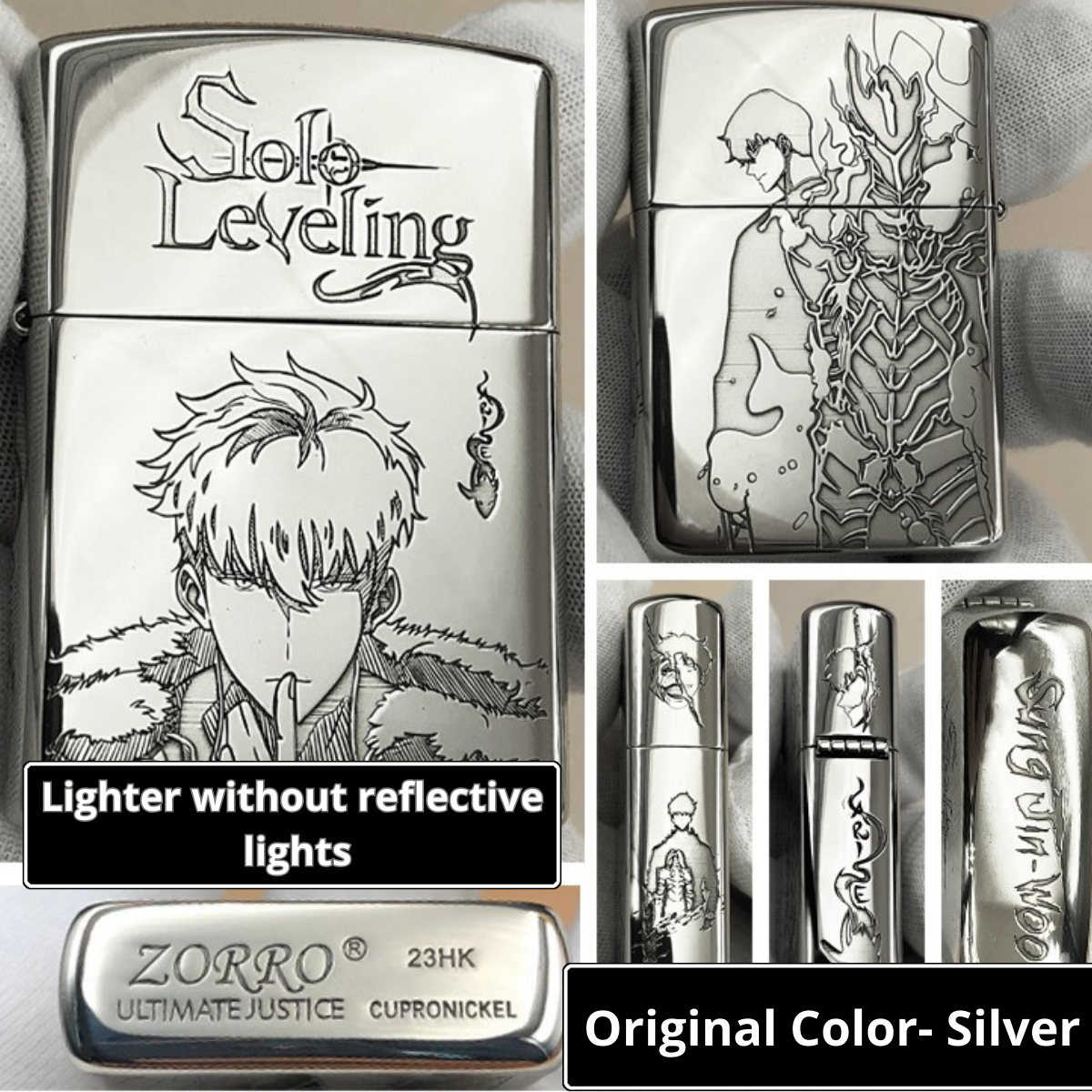 Solo Leveling Custom Lighter – Zorro | Deep Engraving, Mirror Effect