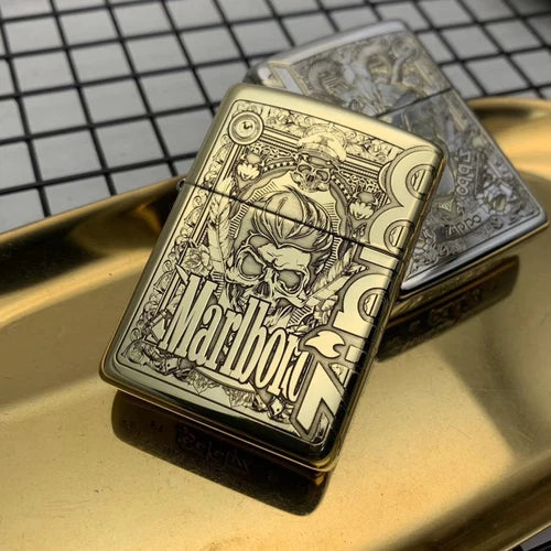 Zippo Marlboro Armor Copper Deep Engraved Gold/Silver Limited Edition