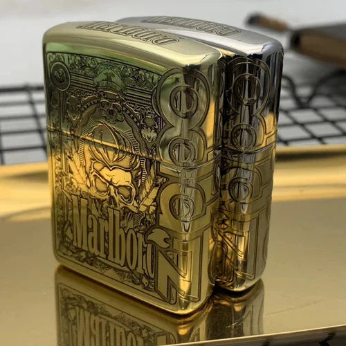 Zippo Marlboro Armor Copper Deep Engraved Gold/Silver Limited Edition