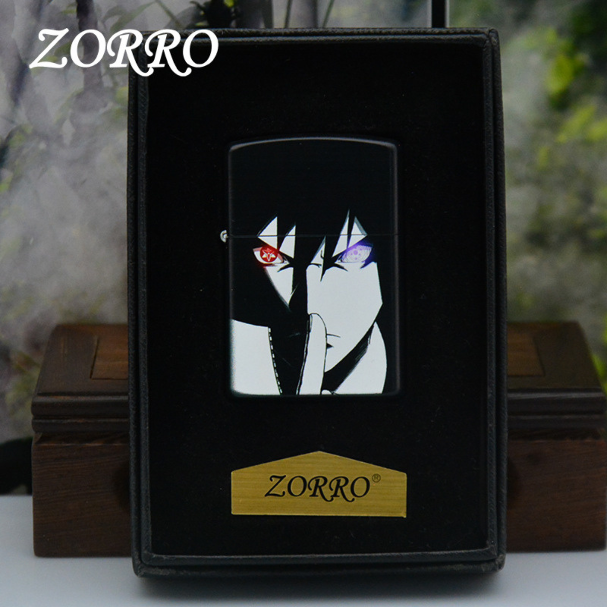 Sas.u.ke U.ch.iha Custom Lighter – Zorro 3D Naruto Design, Sharingan & Rinnegan