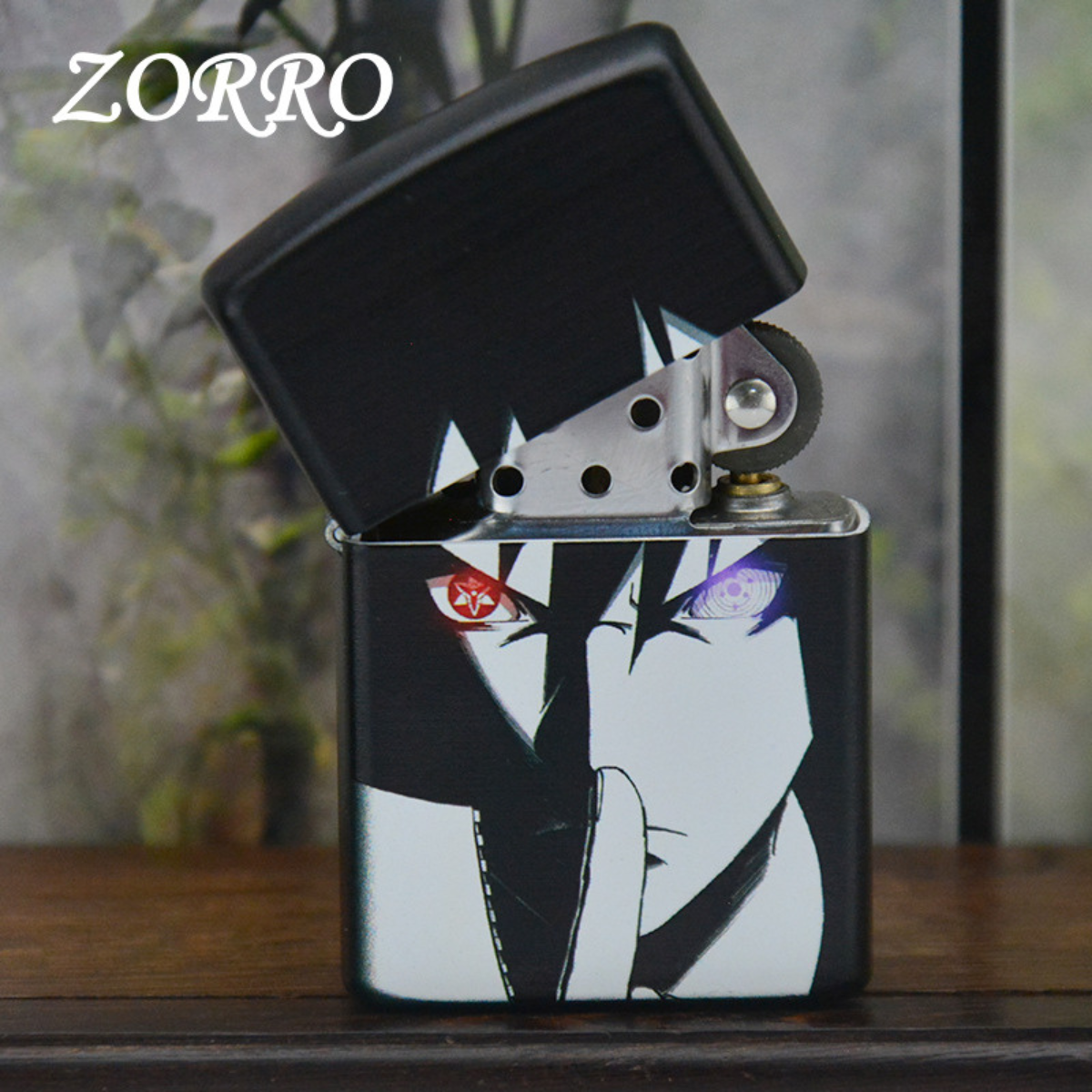 Sas.u.ke U.ch.iha Custom Lighter – Zorro 3D Naruto Design, Sharingan & Rinnegan