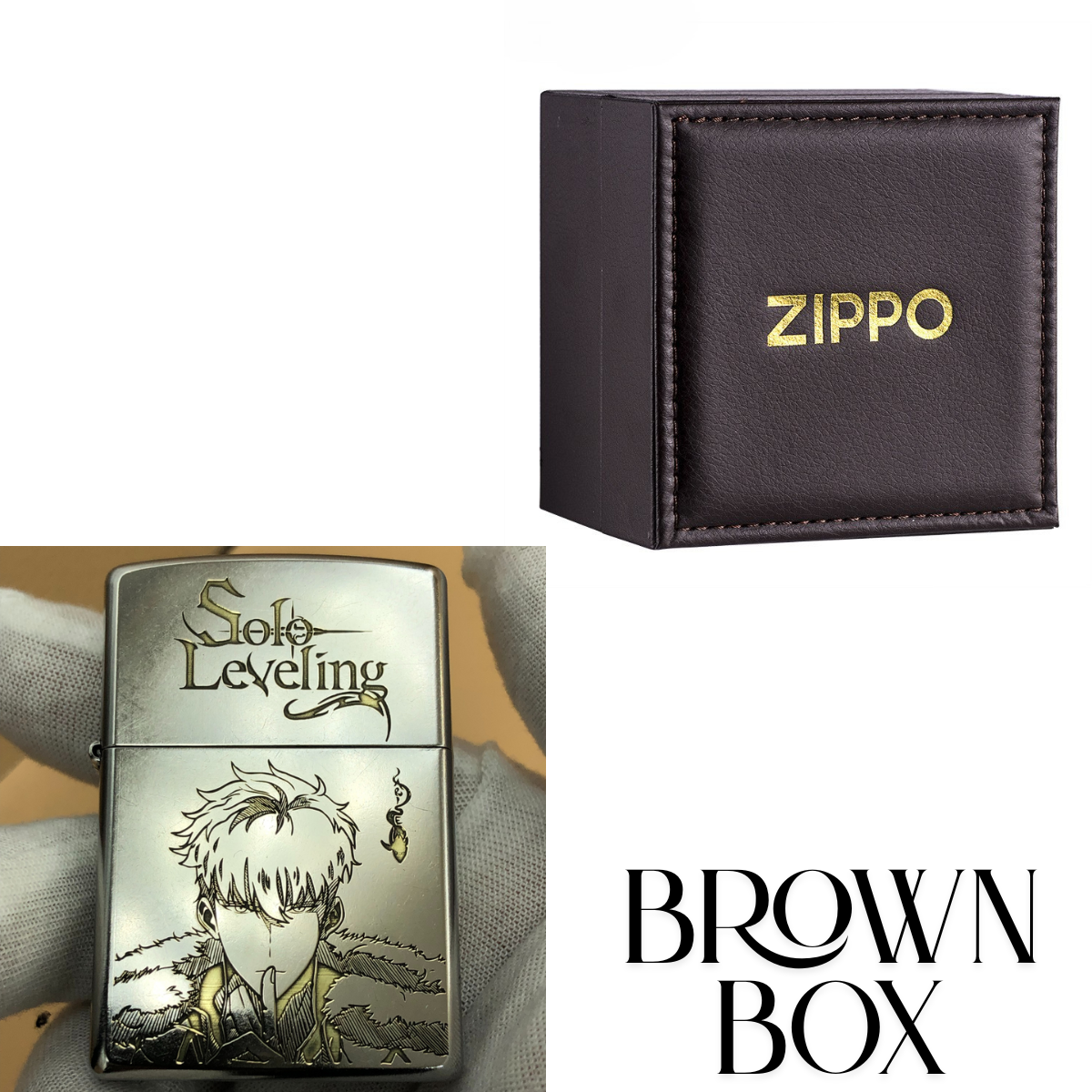 Zippo Classic Street Chrome Solo Leveling Lighter – Sung Jin-Woo & Igris Deep Engraved
