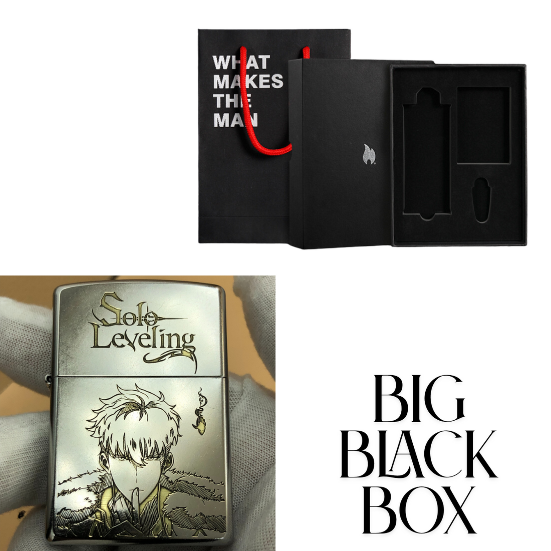 Zippo Classic Street Chrome Solo Leveling Lighter – Sung Jin-Woo & Igris Deep Engraved