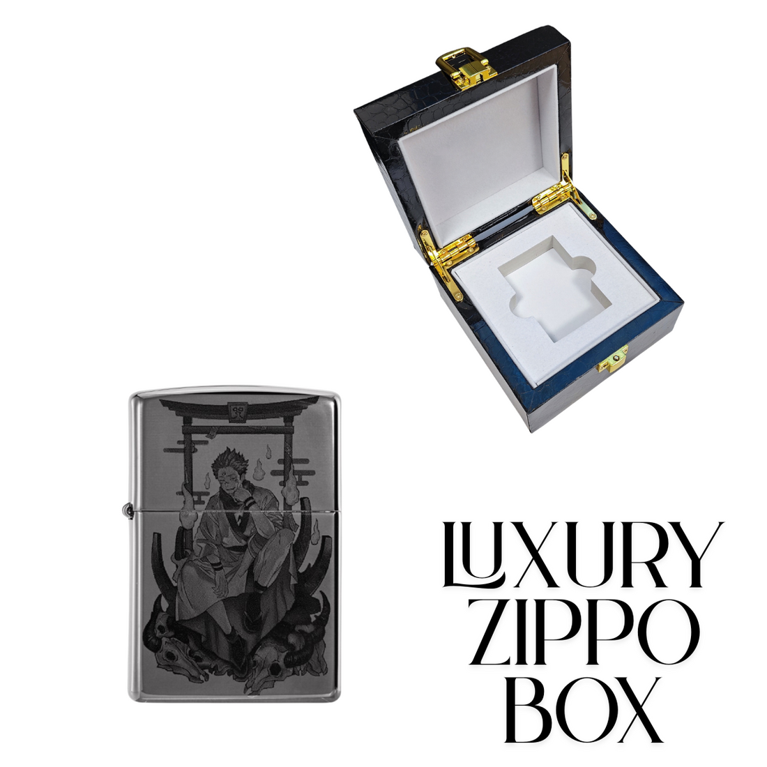 Ryomen Sukuna Zippo Lighter Two-Sided Engraved Black Ice