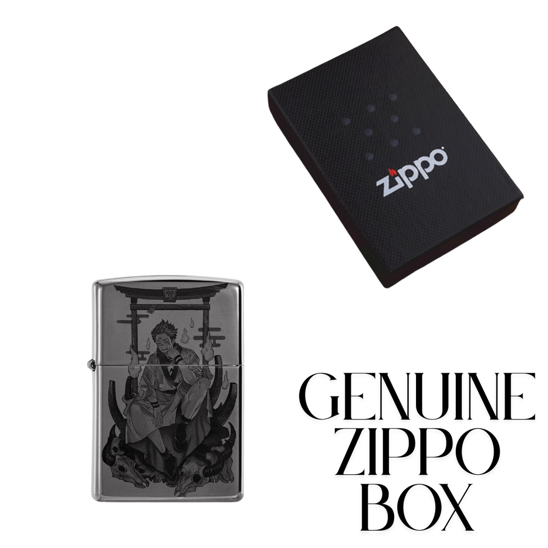 Ryomen Sukuna Zippo Lighter Two-Sided Engraved Black Ice