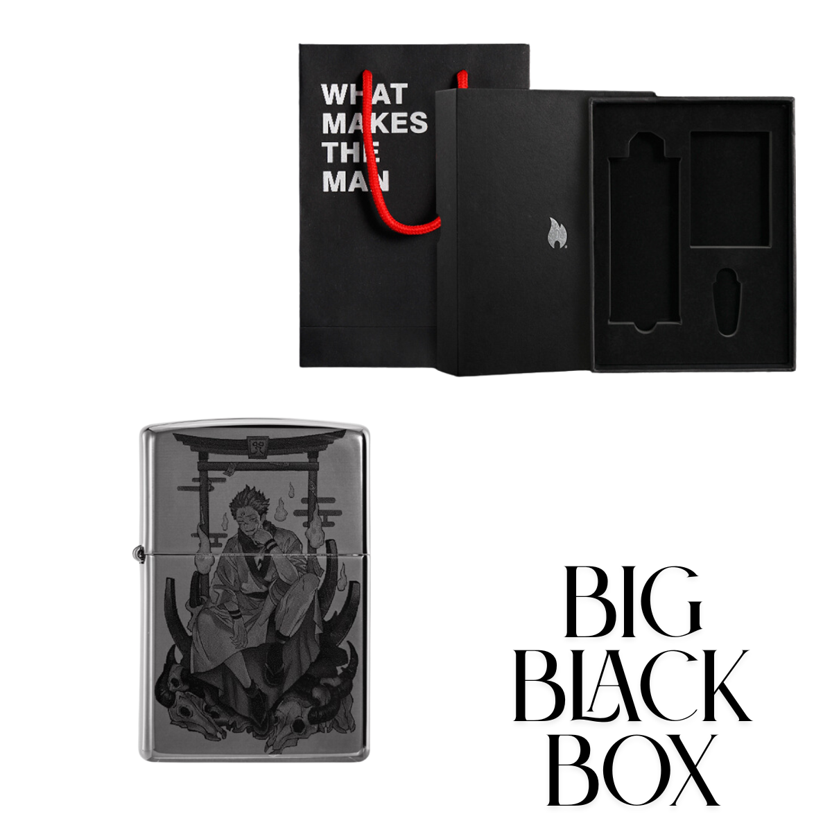 Ryomen Sukuna Zippo Lighter Two-Sided Engraved Black Ice