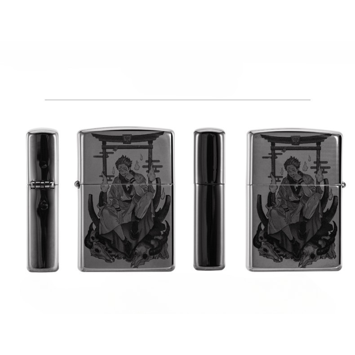 Ryomen Sukuna Zippo Lighter Two-Sided Engraved Black Ice
