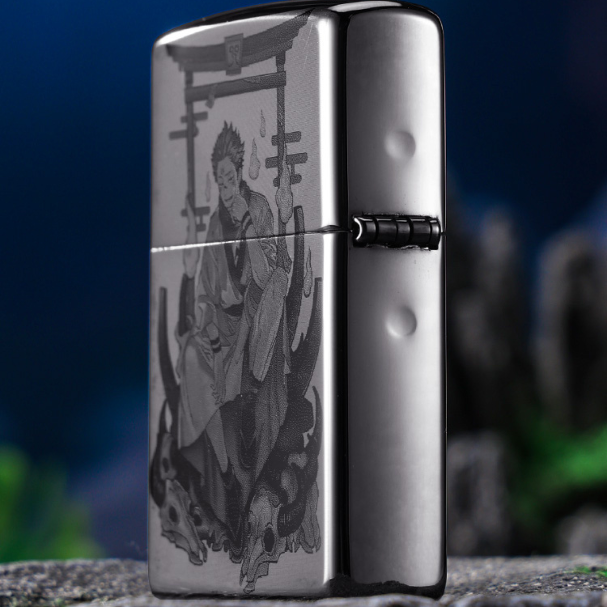 Ryomen Sukuna Zippo Lighter Two-Sided Engraved Black Ice