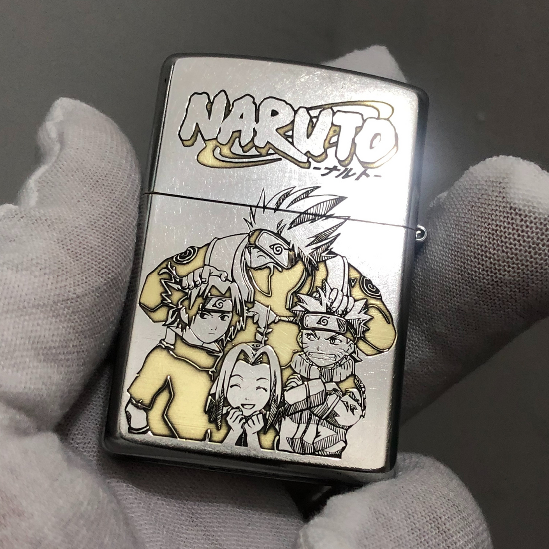 N.aru.to Zippo Lighter Silver Matte – Deep Engraved Team 7